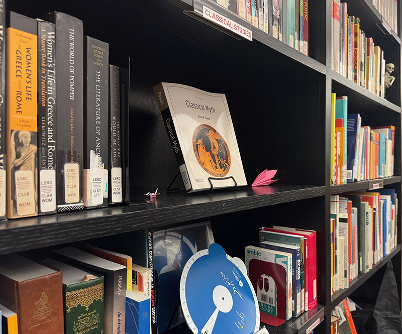 Bookshelves in the Language Studies Resource Room